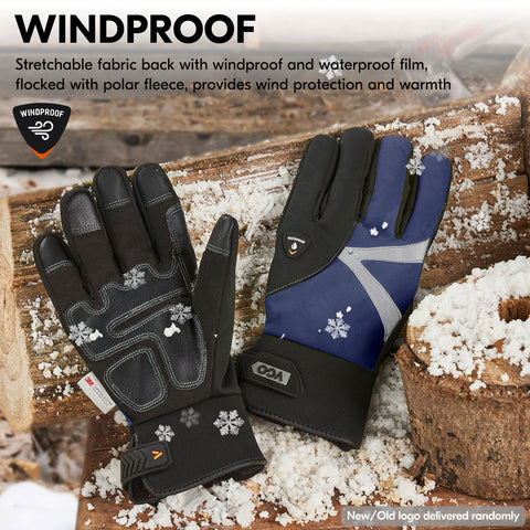 VGO -4℉ or above 3M Thinsulate C100 Lined High Dexterity Touchscreen Synthetic Leather Winter Warm Work Gloves, Waterproof Insert (SL8777FW）