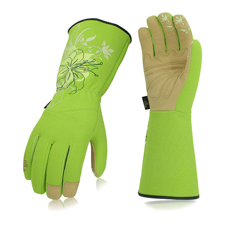 Vgo 1Pair Men/Women's Extra-Long Leather Gardening Gloves, Gauntlet with Adjustable Cuff, Puncture & Thorn Proof, Touchscreen (SL6592-M/W, SL7445)