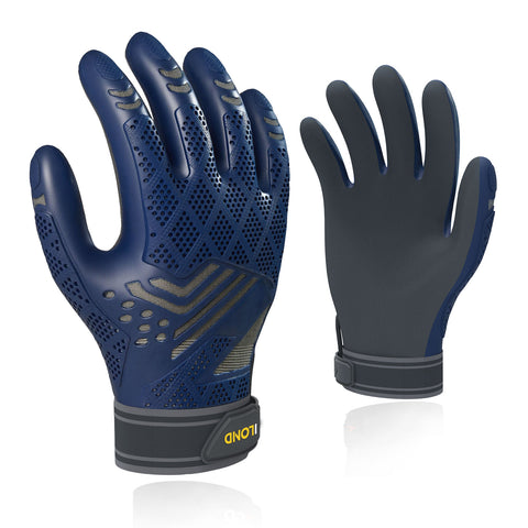 ILOND Seamless Utility Gloves,Safety Work Gloves,Knuckle Impacted Mechanic Gloves(Size L,Dark Blue,TP1105)
