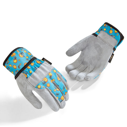 VGO 1 Pair Kids Gardening Gloves Ages 3-9 | Breathable Yard Work Gloves | Outdoor Play, Cycling & DIY Safety Gloves, Machine Washable (KID-MF7362/KID-MF3561/KID-SL7362)