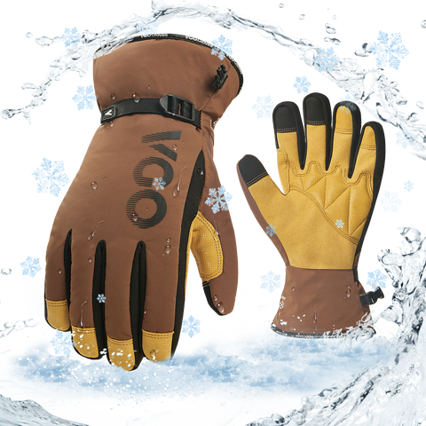 VGO 1Pair -20℃/-4°F Waterproof Winter Work Gloves Cold Weather Waterproof Work Gloves Waterproof Insulated Gloves(SL7761FLWP)