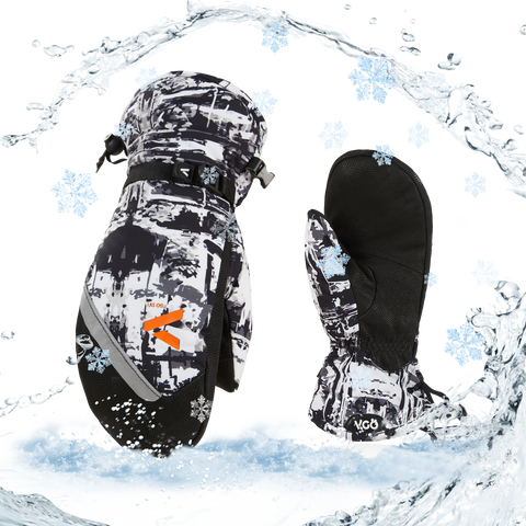 Vgo 1Pair -20℃/-4°F or Above Goat leather Warm Ski Gloves for Men,Mitten Design,Winter Snow Gloves,Outdoor Gloves,3M Thinsulate Waterproof Gloves(GA2475FLWP)