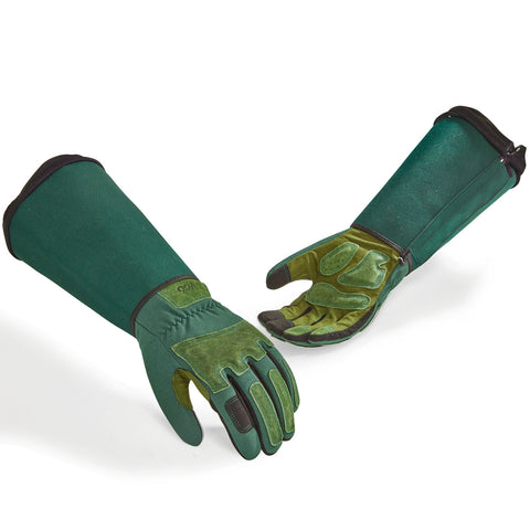 VGO 1 Pair Gardening Gloves Unses,Safety Work Gloves,Long Sleeves Gauntlet,Puncture-proof,Thorn Proof,Touchscreen(Green,SL7477/SL7496))