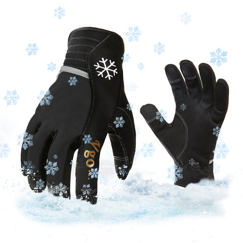 VGO 2Pairs 41℉ or Above Winter Leather Gloves High Dexterity Cold Storage Work Gloves,Touchscreen (Black&Fluorescent Green,AL8772)