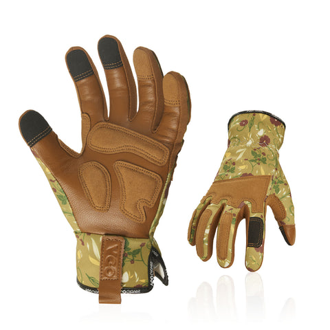 Vgo 1Pair Gardening Gloves for Women, Goatskin leather Thorn Proof Working Gloves for Weeding, Digging, Raking, Pruning and Planting,Touchscreen(GA7471/GA7476)
