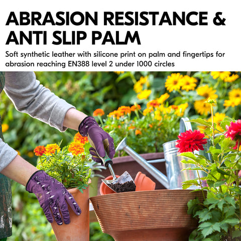 VGO Women's Premium Gardening Gloves, Touchscreen Work Gloves, Breathable Synthetic Leather for Pruning, Ranch, DIY - Machine Washable (SL7471/SL7476/SL7466/SL7455)