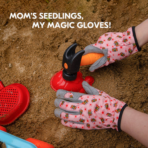 VGO 1 Pair Kids Gardening Gloves Ages 3-9 | Breathable Yard Work Gloves | Outdoor Play, Cycling & DIY Safety Gloves, Machine Washable (KID-MF7362/KID-MF3561/KID-SL7362)