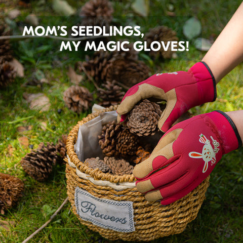 VGO 1 Pair Kids Gardening Gloves Ages 3-9 | Breathable Yard Work Gloves | Outdoor Play, Cycling & DIY Safety Gloves, Machine Washable (KID-MF7362/KID-MF3561/KID-SL7362)
