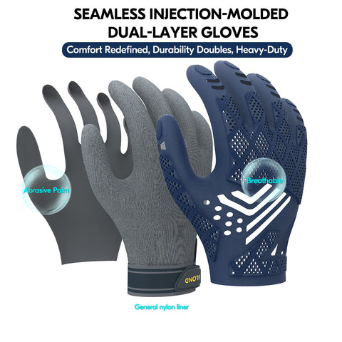 ILOND Seamless Utility Gloves,Safety Work Gloves,Knuckle Impacted Mechanic Gloves(Size L,Dark Blue,TP1105)