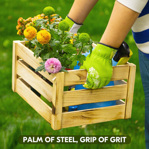 VGO 1-Pair Women's Gardening Gloves - Synthetic leather or Premium Goat Leather Work Gloves with Thornproof&Non-Slip Grip, Breathable Floral Design, Ergonomic Fit for Pruning, Landscaping,Outdoor(GA7444/SL7443)