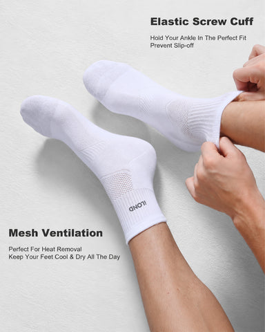 ILOND 6 Pairs Ankle Socks, Cushioned Athletic Running Socks, Low Cut Sports Socks for Men/Women