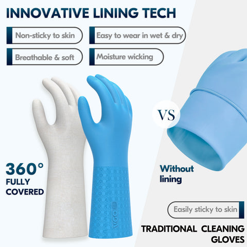 VGO 1 Pair Reusable Household Gloves Infused with Aromas, Innovative Lined Dishwashing Gloves, 3 Times durability Cleaning Gloves,Kitchen Gloves, Medical gloves,Cleaning, Working, Painting, Gardening, Pet Care, Multiple functional gloves(TP1117-BLU)