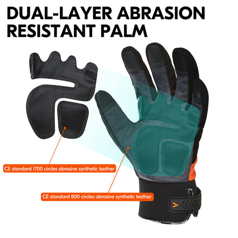 VGO 1Pair -20℃/-4°F Warm Winter Mechanic Gloves, Cold Weather Waterproof Safety Work Gloves,Cold Storage or Freezer Use,3M Thinsulate Lining,Touchscreen(SL8777FW-ORA)