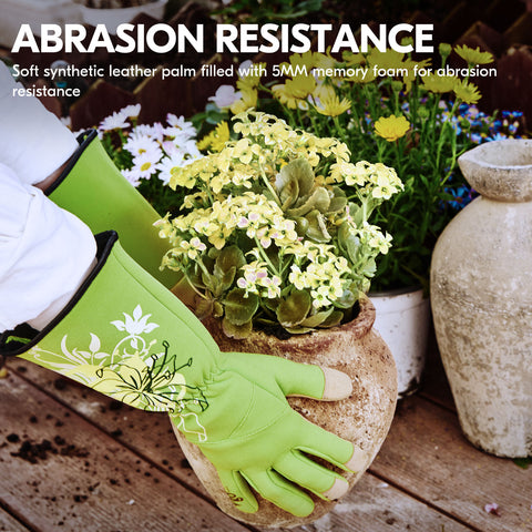 Vgo 1Pair Men/Women's Extra-Long Leather Gardening Gloves, Gauntlet with Adjustable Cuff, Puncture & Thorn Proof, Touchscreen (SL6592-M/W, SL7445)