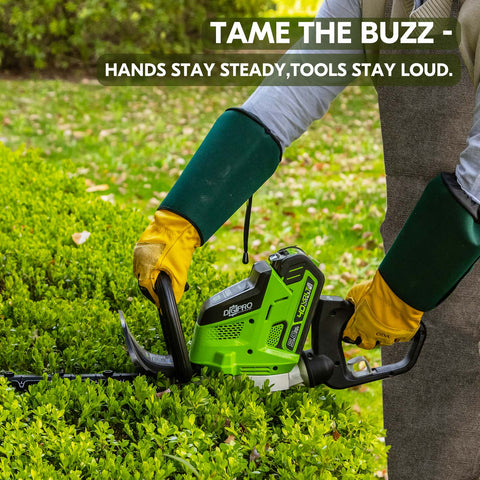 VGO 1 Pair Men/Women's Leather Extra-long Cuff Gardening Gloves, Work Gloves, Puncture-proof, Thornproof, Durability, Touchscreen (Golden Green, CA7472/ Pink White GA9659)