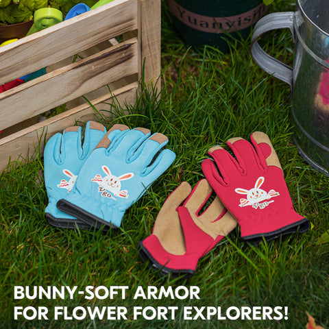 VGO 1 Pair Kids Gardening Gloves Ages 3-9 | Breathable Yard Work Gloves | Outdoor Play, Cycling & DIY Safety Gloves, Machine Washable (KID-MF7362/KID-MF3561/KID-SL7362)