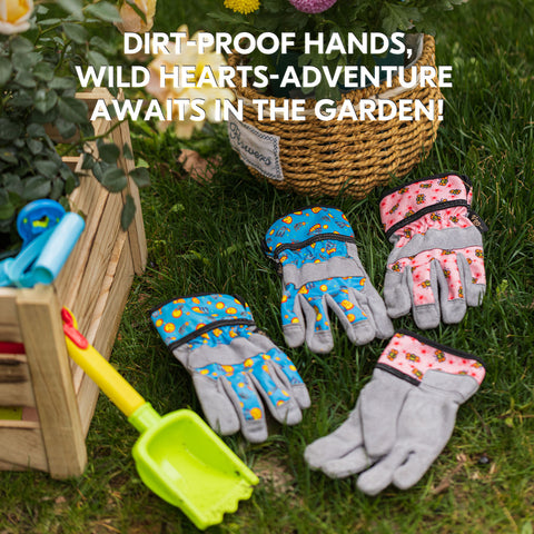 VGO 1 Pair Kids Gardening Gloves Ages 3-9 | Breathable Yard Work Gloves | Outdoor Play, Cycling & DIY Safety Gloves, Machine Washable (KID-MF7362/KID-MF3561/KID-SL7362)