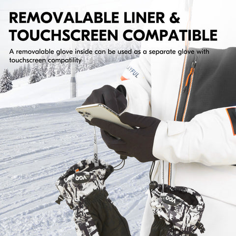 Vgo 1Pair -20℃/-4°F or Above Goat leather Warm Ski Gloves for Men,Mitten Design,Winter Snow Gloves,Outdoor Gloves,3M Thinsulate Waterproof Gloves(GA2475FLWP)