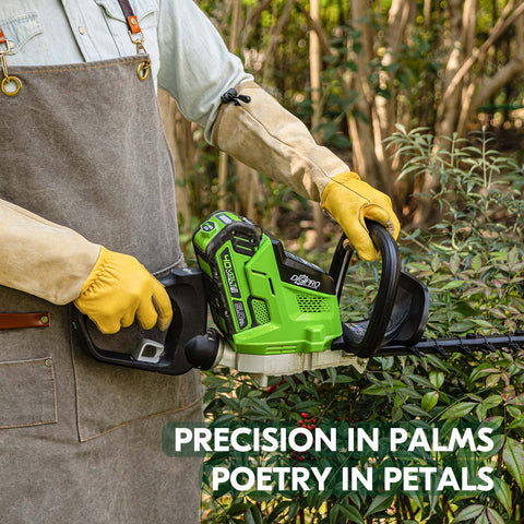 VGO 1 Pair Premium Cow Grain Leather Extra-long Cuff Thornproof, Anti-abrasion, Anti-Impact Gardening Gloves(CA9659-M/CA1013)