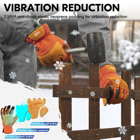 VGO 1Pair 0℃/32°F Winter Gardening Gloves Men,Safety Work Gloves,Puncture-proof,Thornproof,Touchscreen(SL7475FLWP-ORA)