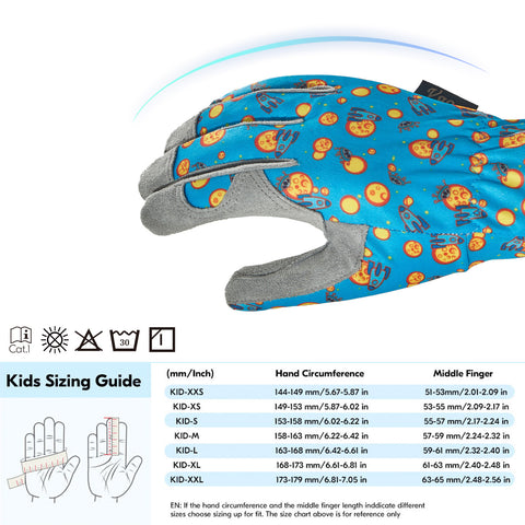 VGO 1 Pair Kids Gardening Gloves Ages 3-9 | Breathable Yard Work Gloves | Outdoor Play, Cycling & DIY Safety Gloves, Machine Washable (KID-MF7362/KID-MF3561/KID-SL7362)