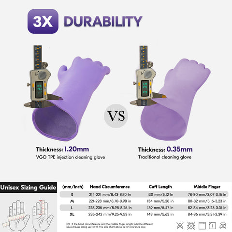 VGO 1 Pair Reusable Household Gloves Infused with Aromas, Innovative Lined Dishwashing Gloves, 3 Times durability Cleaning Gloves, Long Sleeves Kitchen Gloves, Cleaning, Working, Painting, Gardening, Pet Care, Multiple functional gloves(TP1117-PUR)