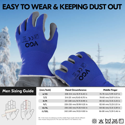 VGO 1/2Pairs Winter Gloves,Cold Weather Safety Work Gloves,Cold Storage or Freezer Use,Outdoor Heavy Duty,Double Lining,Nitrile Coated (NT2110FLWP-BLU)