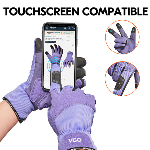 VGO Women's Premium Gardening Gloves, Touchscreen Work Gloves, Breathable Synthetic Leather for Pruning, Ranch, DIY - Machine Washable (SL7471/SL7476/SL7466/SL7455)