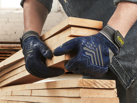 ILOND Seamless Utility Gloves,Safety Work Gloves,Knuckle Impacted Mechanic Gloves(Size L,Dark Blue,TP1105)