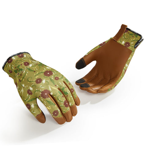 Vgo 1Pair Gardening Gloves for Women, Goatskin leather Thorn Proof Working Gloves for Weeding, Digging, Raking, Pruning and Planting,Touchscreen(GA7471/GA7476)