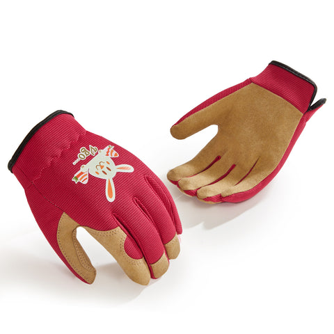 VGO 1 Pair Kids Gardening Gloves Ages 3-9 | Breathable Yard Work Gloves | Outdoor Play, Cycling & DIY Safety Gloves, Machine Washable (KID-MF7362/KID-MF3561/KID-SL7362)