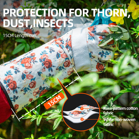 VGO 1 Pair Gardening Gloves Ladies, Synthetic leather/Goat leather palm, Safety Work Gloves, Long Sleeves Gauntlet, Puncture Proof, Touchscreen(Green,AL6608/GA9658)