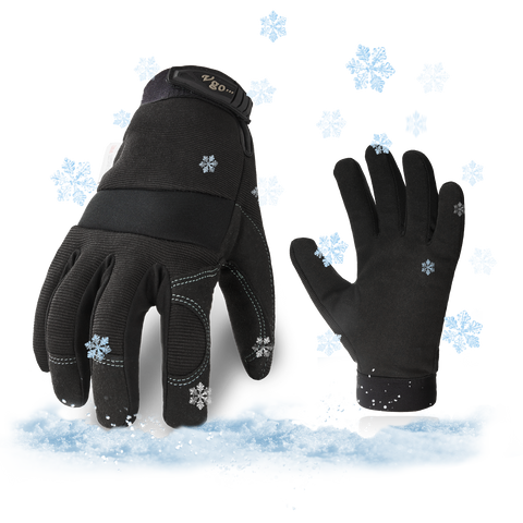 VGO 1/3 Pairs  32℉ or Above 3M Thinsulate C40 Lined Winter Warm Synthetic Leather Gloves(Black,SL8270F-B)