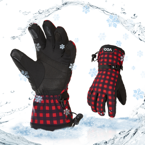 VGO 1 Pair -5℃/23°F or Above Warm Ski Gloves, Winter Snow Gloves,Outdoor Gloves,3M Thinsulate Waterproof Gloves For Male and Female (Above 18 years old) (Blue/Red,TS2470FW)