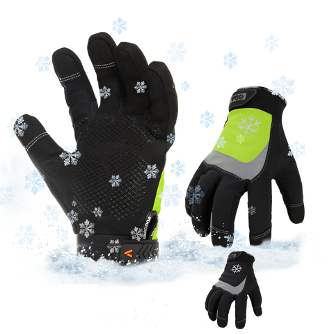VGO 2 Pairs 32℉ or Above 3M Thinsulate C40 Lined Work Gloves (Black+Fluorescent Green,SL8775FW)