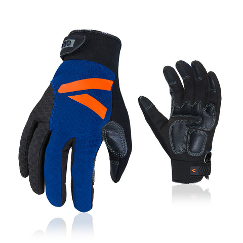 VGO 1 Pair Safety Work Gloves,Builder Gloves,Gardening Gloves,Light-Medium Duty Mechanic Gloves (Blue,SL7743)