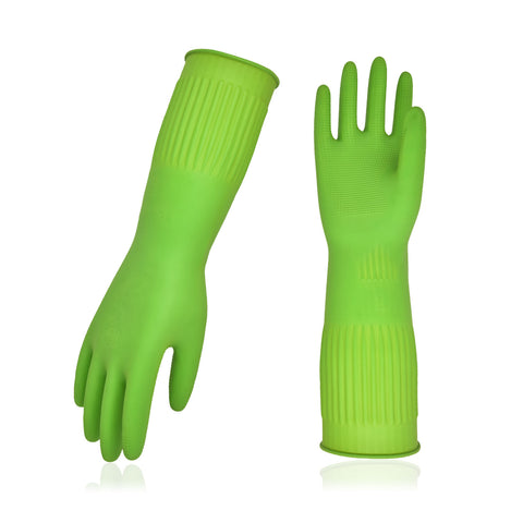 VGO 3/10 Pairs Dishwashing Gloves, Reusable Household Gloves, Kitchen Gloves, Long Sleeve, Thick Latex, Cleaning, Washing, Working, Painting, Gardening, Pet Care (RB2143)