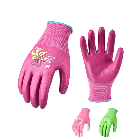 Vgo... 3 Pairs Nitrile Coating, Dipping Gardening and Work Gloves for Women (3Colors,NT2110-P)