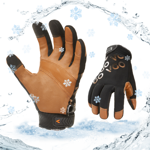 VGO 1/3 Pairs 4℉ or above 3M Thinsulate C100 Winter Warm Waterproof Light Duty Mechanic Glove, High Dexterity, Anti-abrasion, Rigger Glove (Brown, GA9603FW)