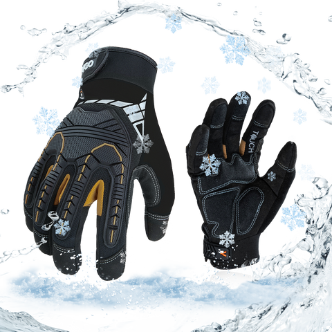 VGO 32°F/0℃ Winter Mechanic Gloves, Cold Weather Waterproof Heavy Duty Safety Work Gloves,w/3M Thinsulate Lining (Black, SL8849FW)