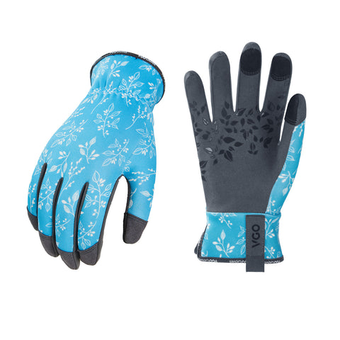 VGO 1-Pair Gardening Gloves Ladies, Soft synthetic leather Working Gloves,Sratch protection(Blue,SL7476)