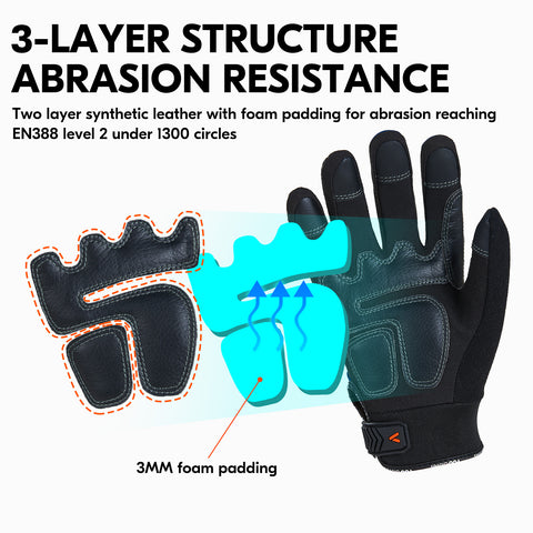 VGO 1 Pair Safety Work Gloves,Builder Gloves,Gardening Gloves,Light-Medium Duty Mechanic Gloves (Blue,SL7743)