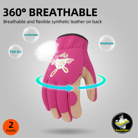 Vgo guanti da giardinaggio per bambini di pelle sintetica (KID-SL7362)