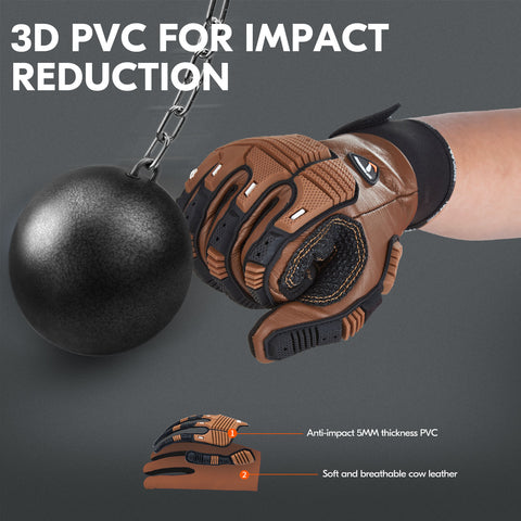VGO Cut Resistant Gloves,HPPE Anti-cut Liner,Hand Protection,EN388 level C, ANSI level 3(Brown,CA7722CT)