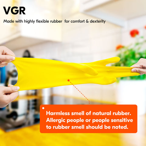 VGO 3/10 Pairs Reusable Household Cleaning Dishwashing Kitchen Glove, Long Sleeve, Household Gloves for Gardening and Painting (Yellow, HH4601)