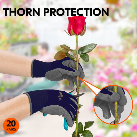 VGO 6 Pairs Latex Rubber Coated Gardening and Work Gloves (RB6023-GO)