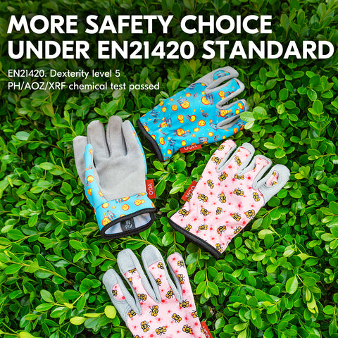 VGO Age3-8 Kids Gardening, Lawning, DIY,  Light Duty Work Gloves, Outdoor Gloves (Blue & Pink, KID-MF7362)