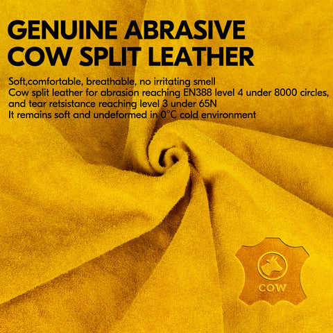 VGO 1 Pairs 32℉ or above 3M Thinsulate C40 Winter Lined Cowhide Split Leather Work and Driver Gloves(Gold,CB9501F-G)