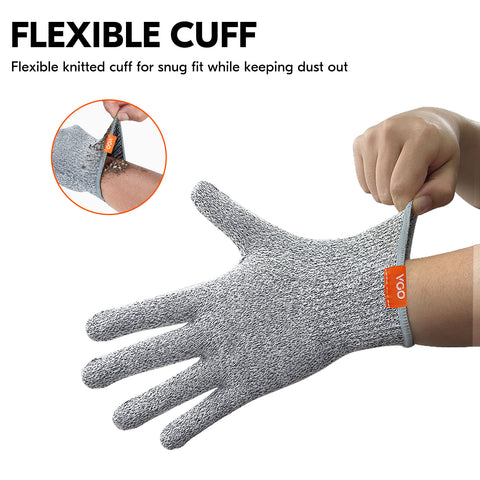 VGO 1-Pairs Cut Resistant Gloves, HPPE Anti-cut Liner, Hand Protection, EN388 level C, ANSI level 3 (Gray, HY2183)