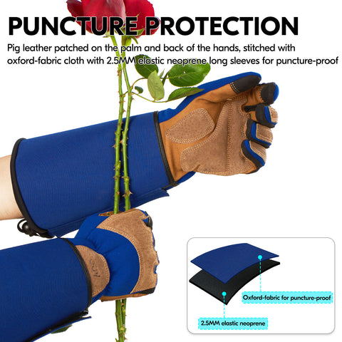 VGO 1Pair Gardening Gloves Unisex,Safety Work Gloves,Long Sleeves Gauntlet,Puncture Proof,Touchscreen(Orange,SL7496)